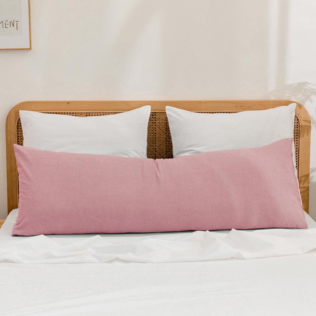 BESTOUCH Washed Cotton Pillowcases Linen Feel Olive Green Body