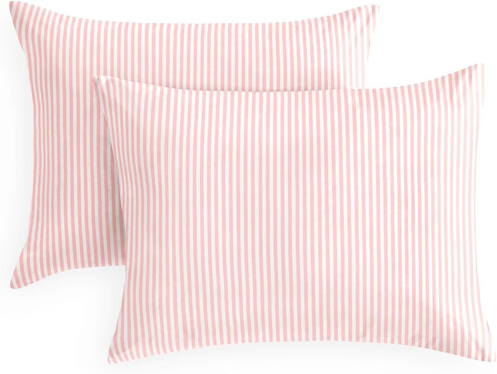 Wake In Cloud - Striped Pillow Cases, Ticking Vertical Pin Stripe Modern Farmhouse Pattern Printed, Set of 2 Soft Pillowcases Pillow Shams Covers, Blue White, Standard Size 20x26 Inches