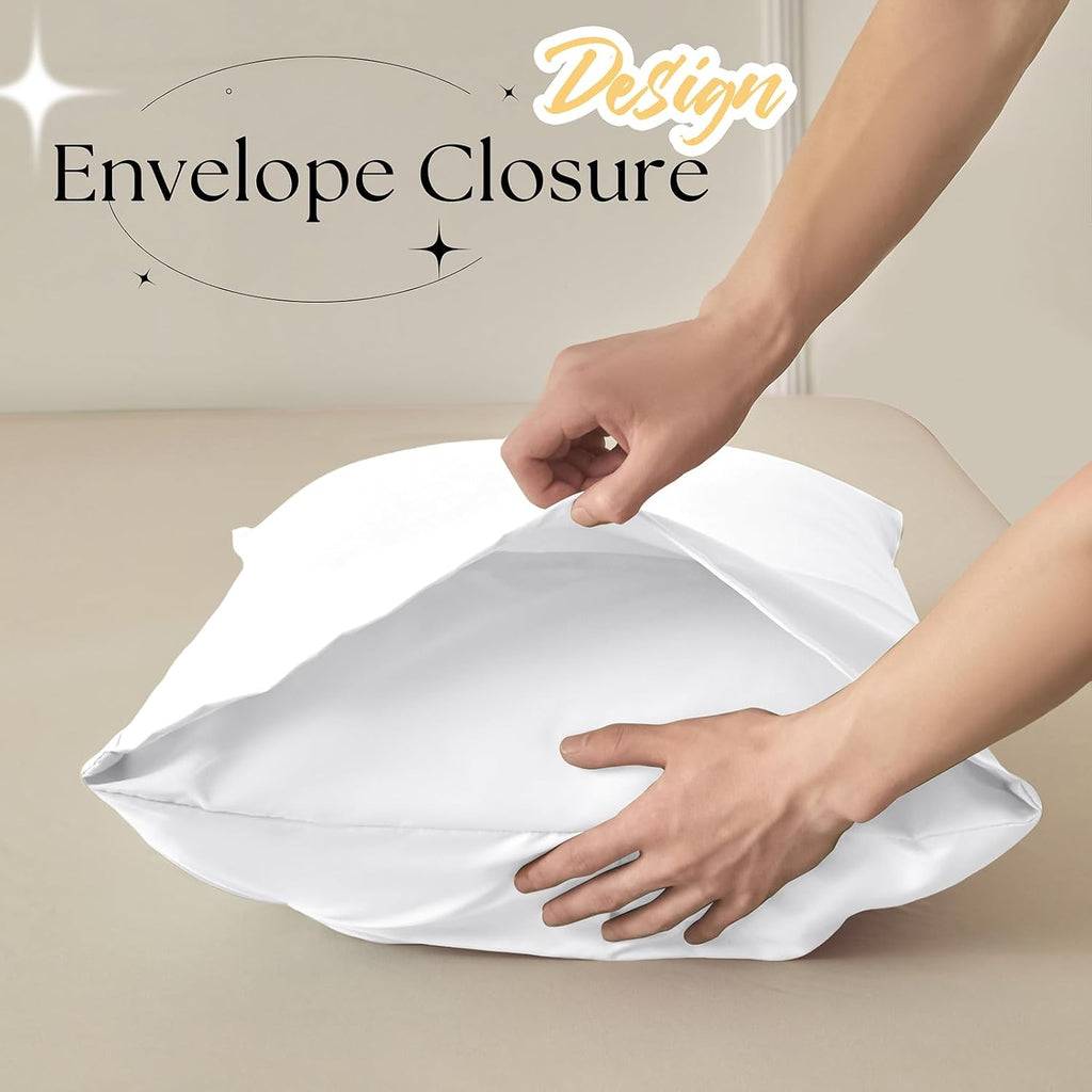 VACVELT 2pc White Pintuck Pillow Shams Standard, Envelope Closure