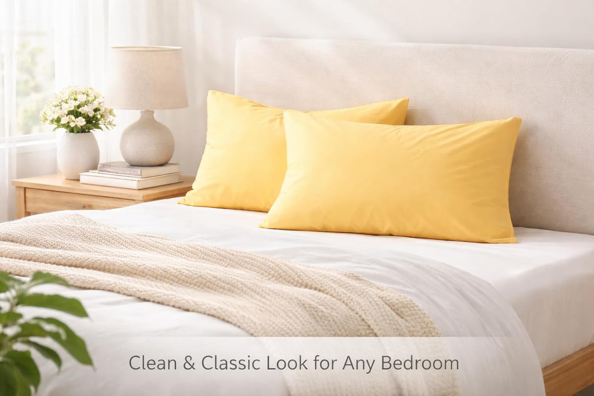 EVOLIVE Standard Microfiber Pillowcases Set of 2, 20"x30" (Yellow)