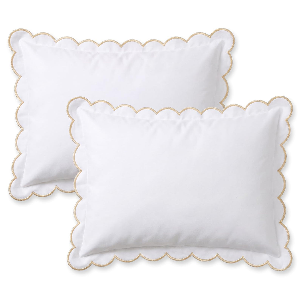 Frienda 2 Pcs Scalloped Pillowcase Microfiber Pillow Cover,Blue,26" X 20"
