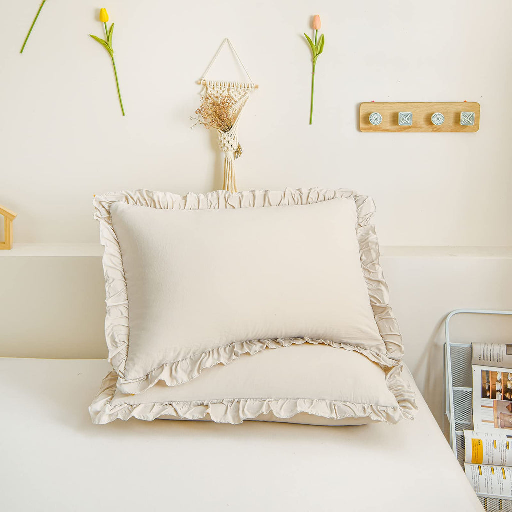 Boho White Body Pillowcase 20x54in - Ruffled Fringe Decor Sham