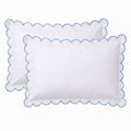 Frienda 2 Pcs Scalloped Pillowcase Microfiber Pillow Cover,Blue,26" X 20"
