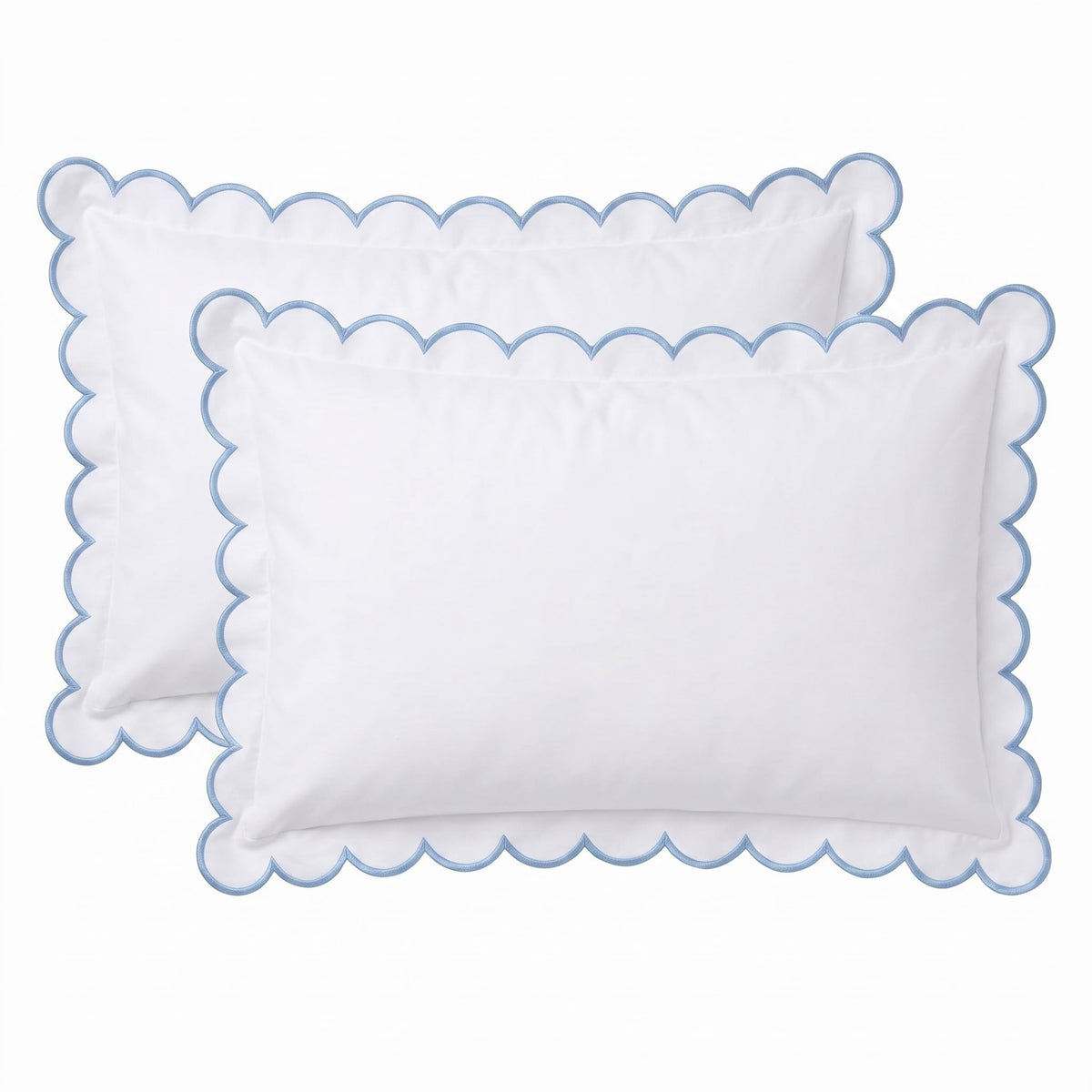 Frienda 2 Pcs Scalloped Pillowcase Microfiber Pillow Cover,Blue,26" X 20"