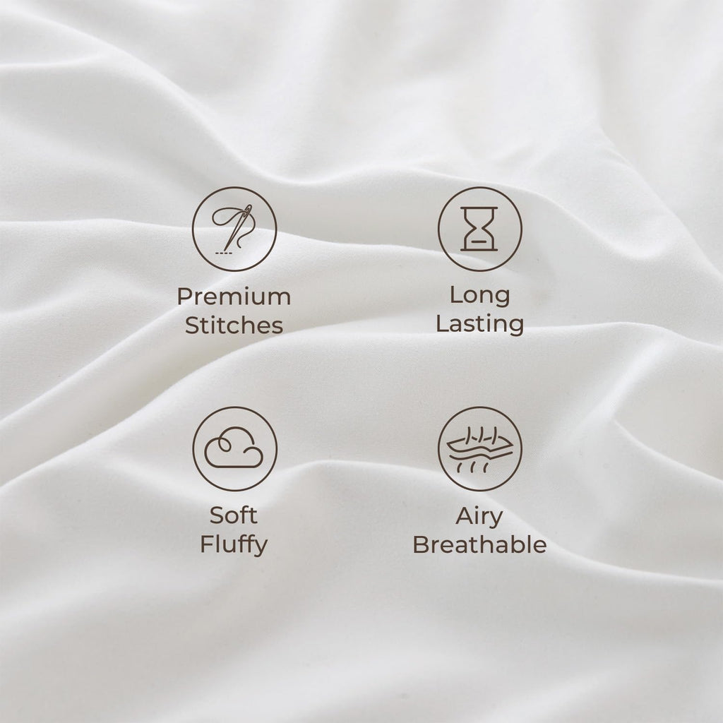 Litanika Queen Comforter Set, 7 Pcs White Ruffle Bed in a Bag