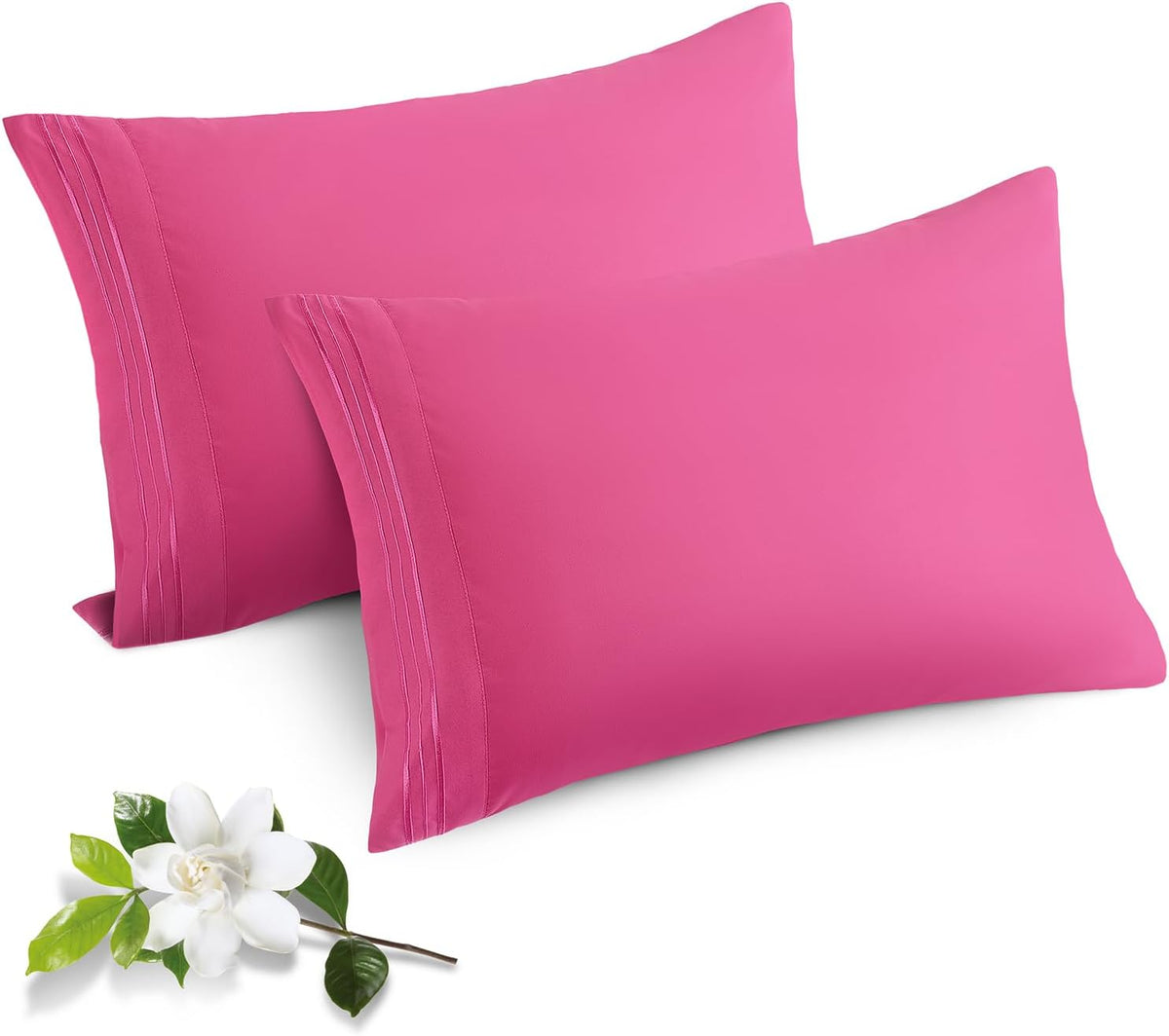 Horbaunal Microfiber Pillowcases Standard Size, Hot Pink, 2 Pack