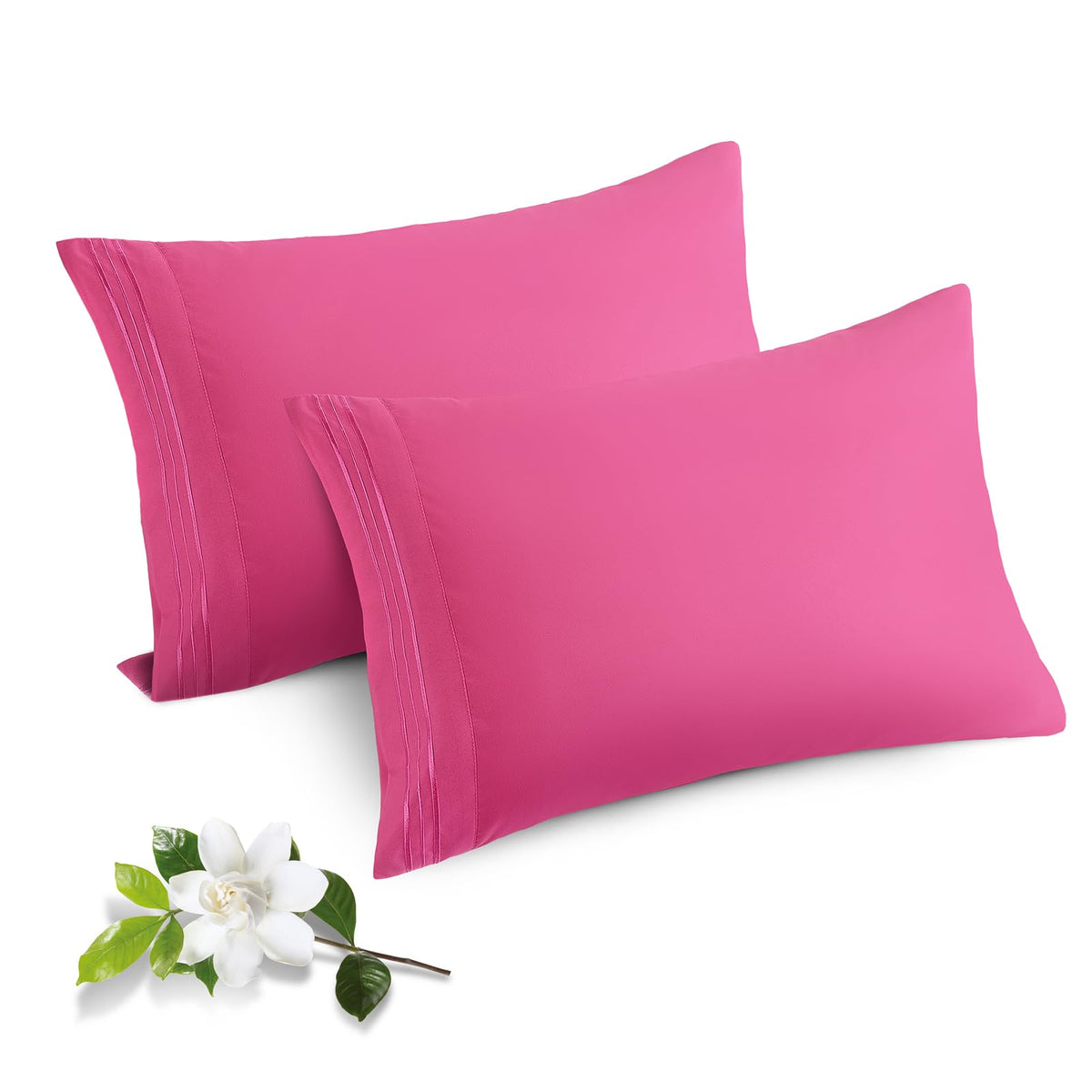 Horbaunal Microfiber Pillowcases Standard Size, Hot Pink, 2 Pack