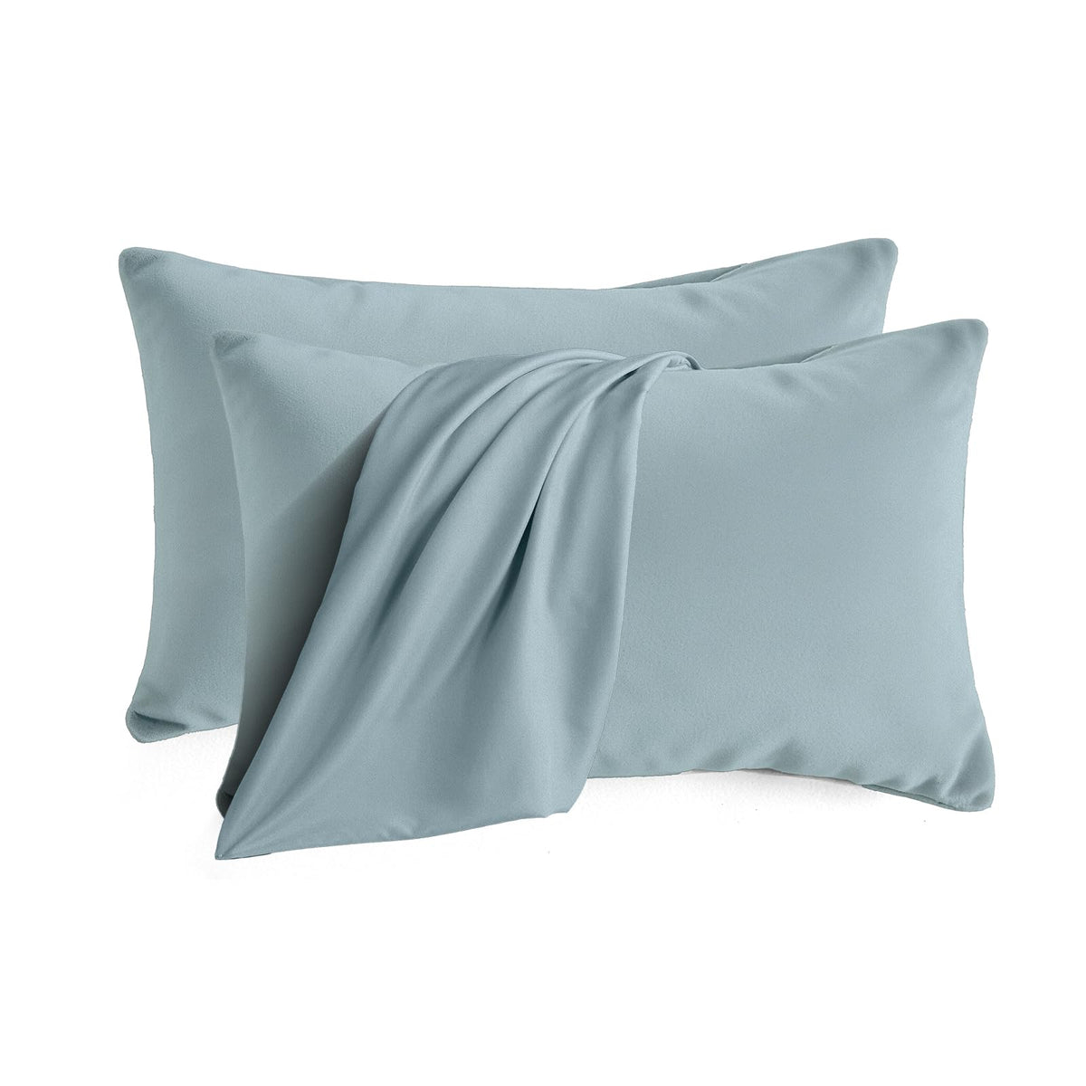 Set of 2 Brushed Microfiber Pillowcases 20x26 in Olive Green