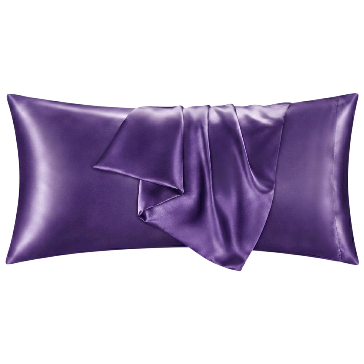 2 Pack Satin Pillowcases Purple Standard Size 20x26 Inch