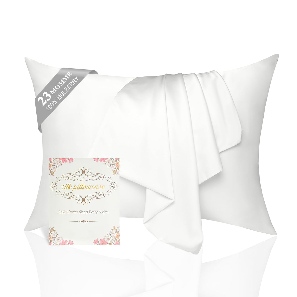 100% Mulberry Silk Pillowcase 2 Pack for Hair and Skin,Standard Size 6A Grade 23 Momme Pure Natural Silk Pillow Case,Soft Silk Pillow Cases with Hidden Zipper (Ash Blue, Standard(20''×26''))