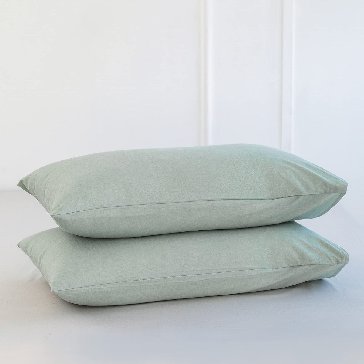 MOOMEE Pillowcase Set of 2 100% Washed Cotton Linen-Like King