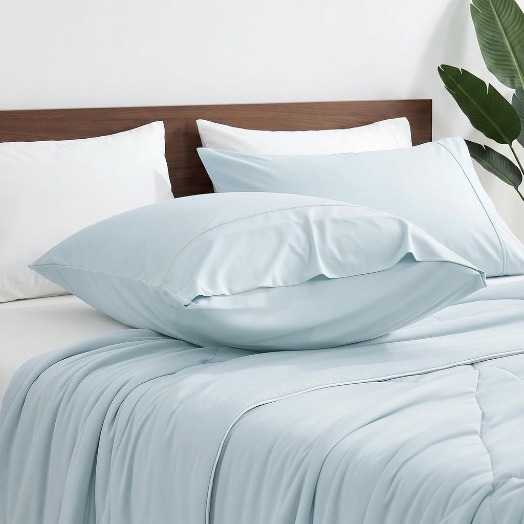 Cozy Bliss 2 Pack Cooling Pillow Cases, Queen 20" x 30", Blue