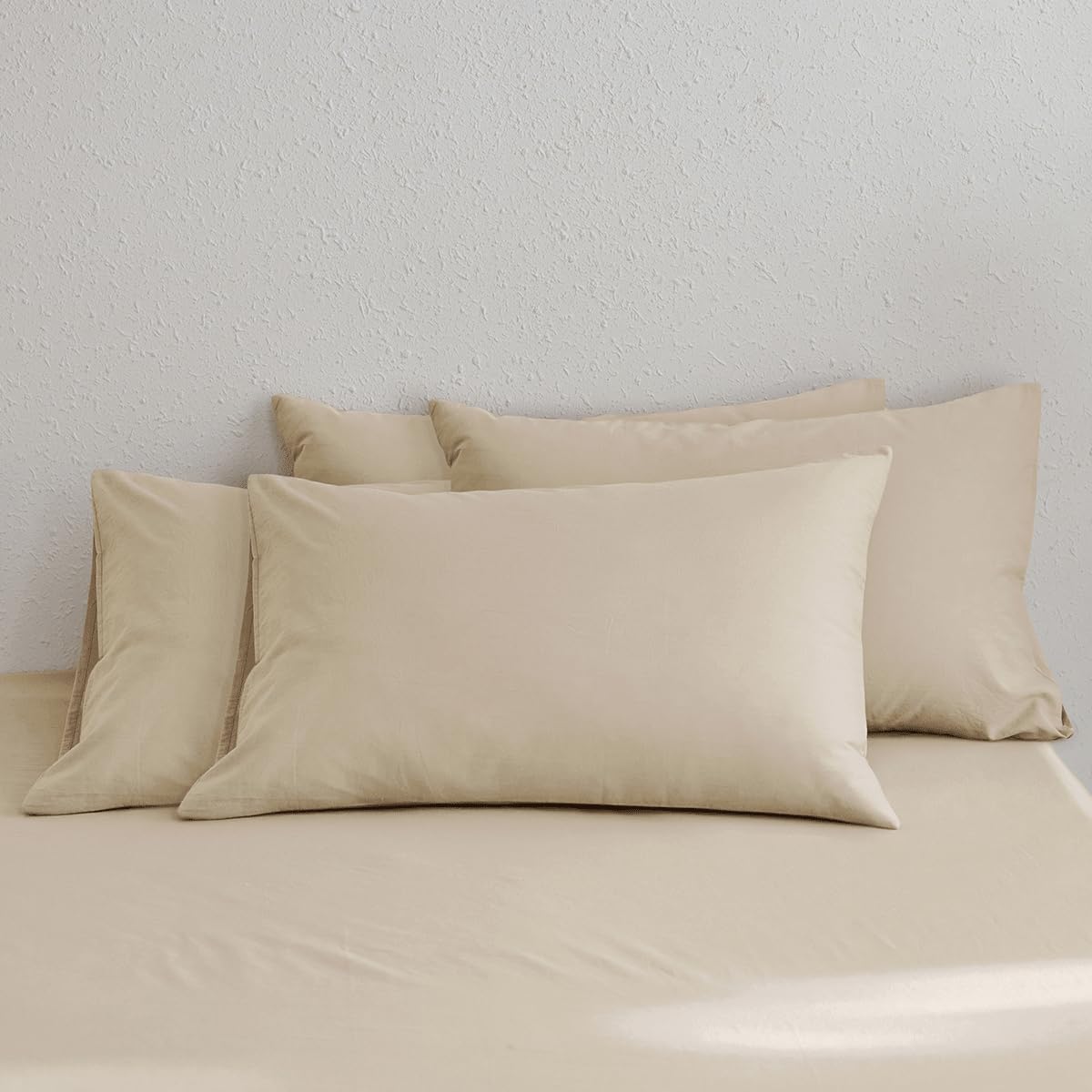 MOOMEE Pillowcase Set of 2 100% Washed Cotton Linen-Like King