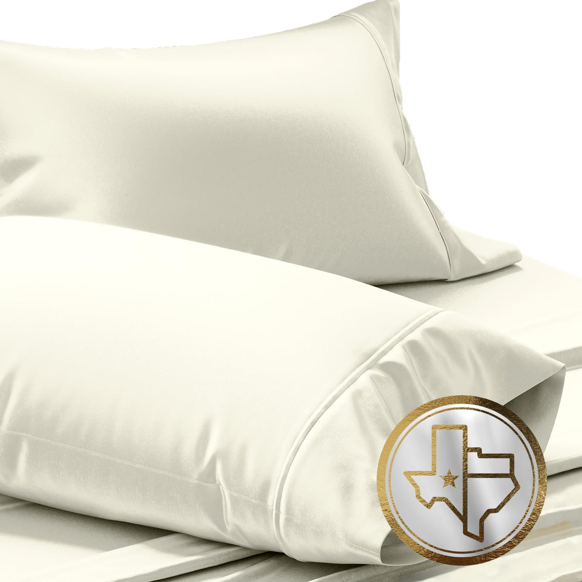 TEXAS LINEN CO. Luxury Egyptian Cotton King White Pillow Cases Set of 2-1000 Series Lonestar Lovin' Collection Pillowcases for Sleeping, Cooling Pillow Cover, Extra Long Staple Hotel Pillowcases