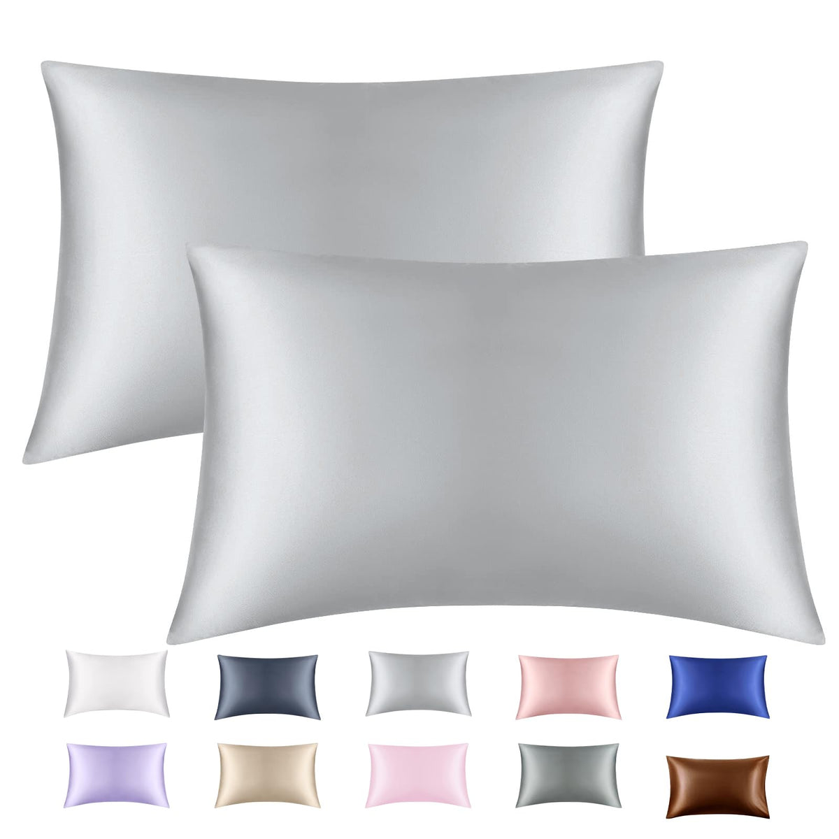 Lavender Purple Silk Satin Pillowcase Set of 2, Soft Satin Pillowcases for Women's Hair, Envelope Closure (20x26 Inches)