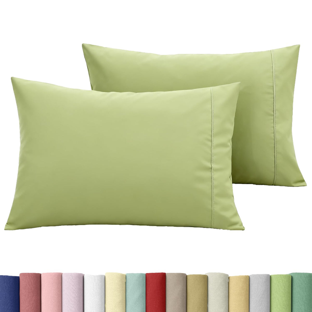 WINLIFE Standard Pillowcases Set of 2 100% Egyptian Cotton, Bright White