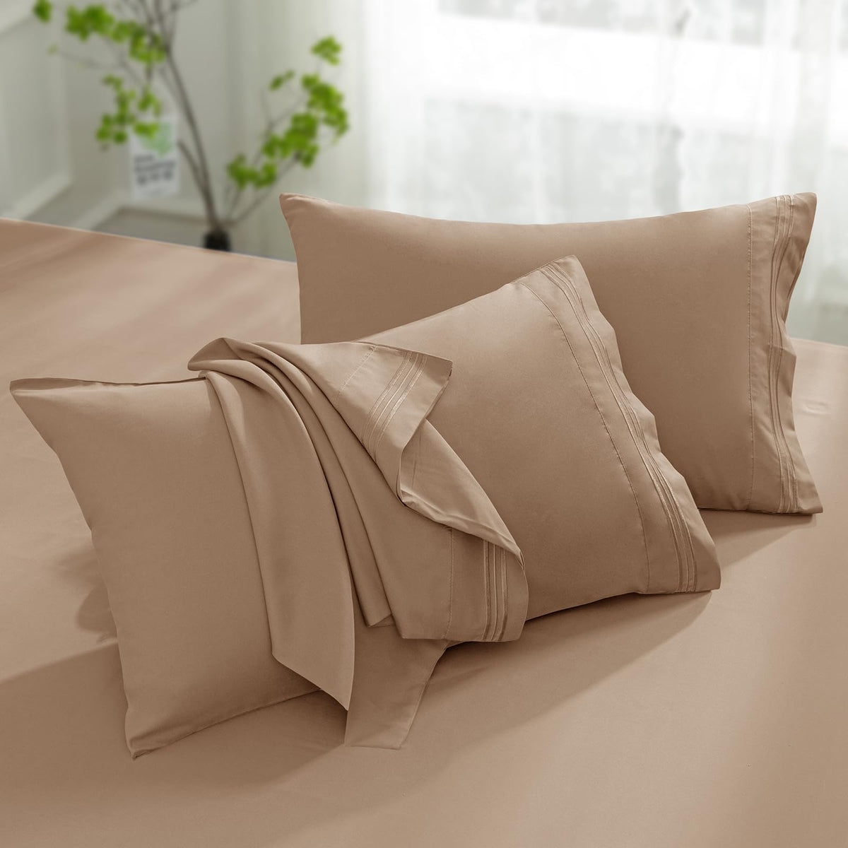Aormenzy Microfiber Pillow Cases, Standard Size, Burnt Orange, Set of 2