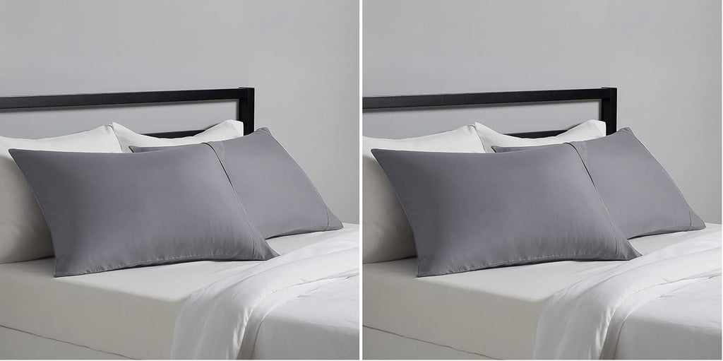 Amazon Basics Standard Pillowcases Set of 2 - Lightweight, Super Soft Easy Care Microfiber, Dark Gray, 30" L x 20" W, Pillows Not Included