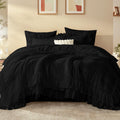 Litanika Queen Comforter Set, 7 Pcs White Ruffle Bed in a Bag