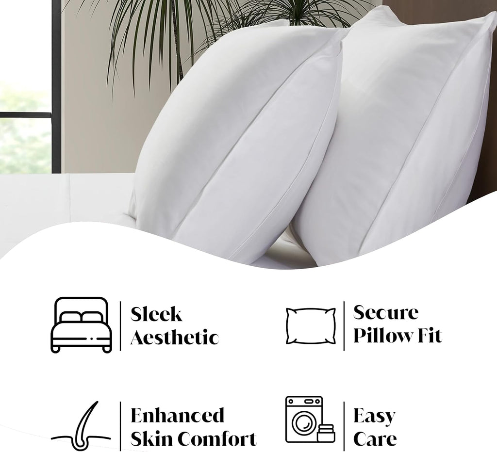 Luxury Bamboo Market | King Envelope Pillowcase Set | 100% Viscose Made from Bamboo | Organically Grown | Ultra Soft | Cooling | 2pcs [Classic White]