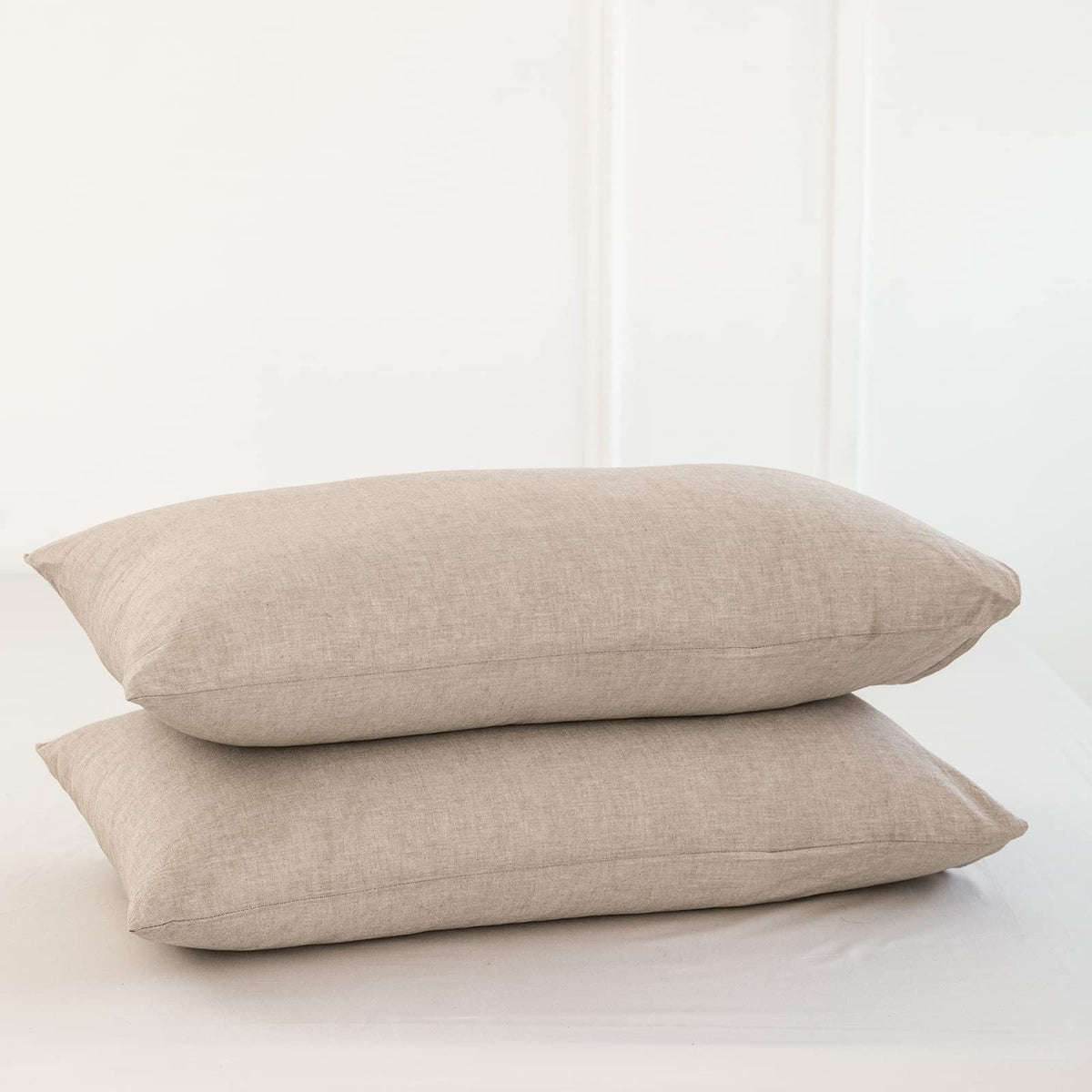 MOOMEE Pillowcase Set of 2 100% Washed Cotton Linen-Like King