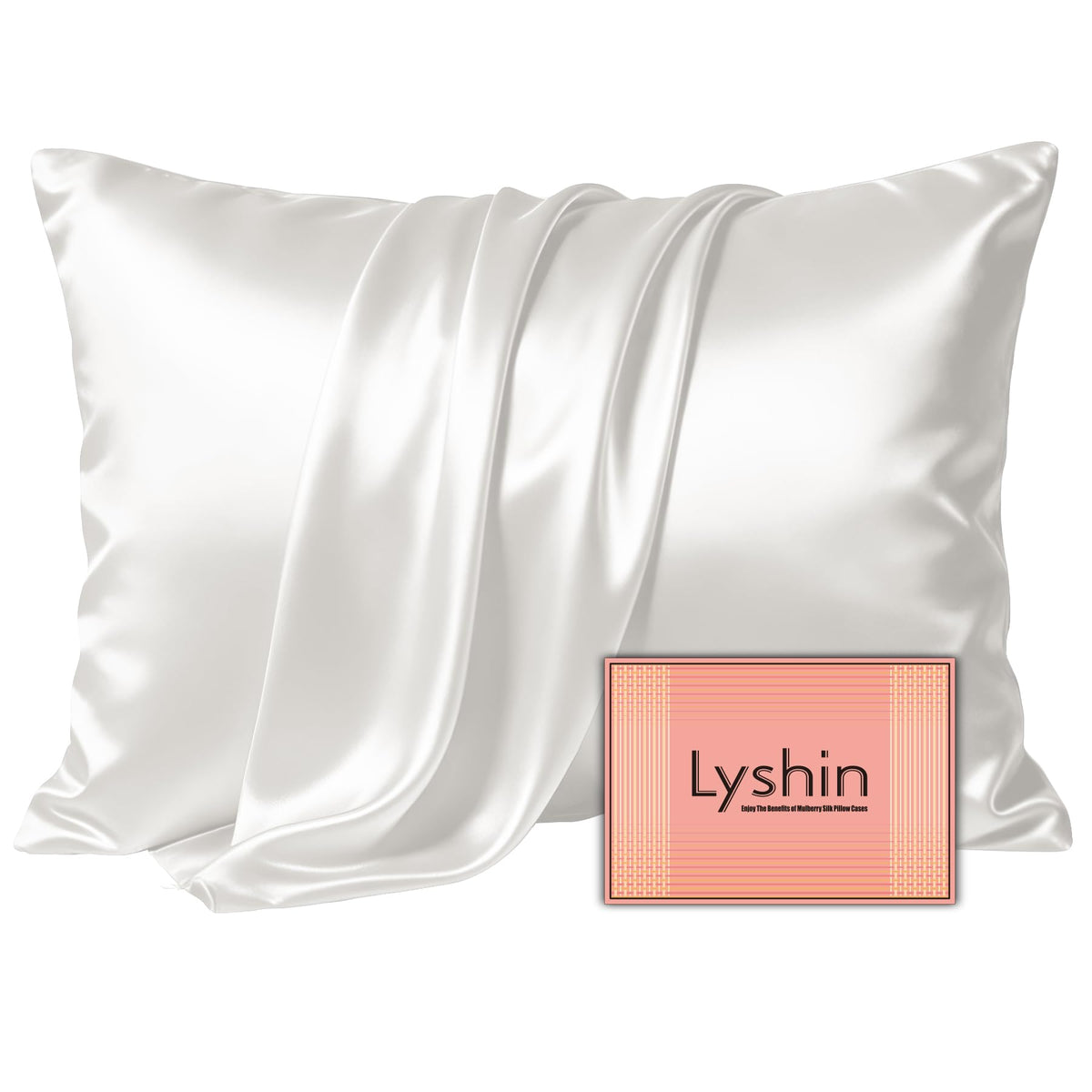 LYSHIN Silk Pillow Cases 2 Pack Standard Size with Zipper, Champagne