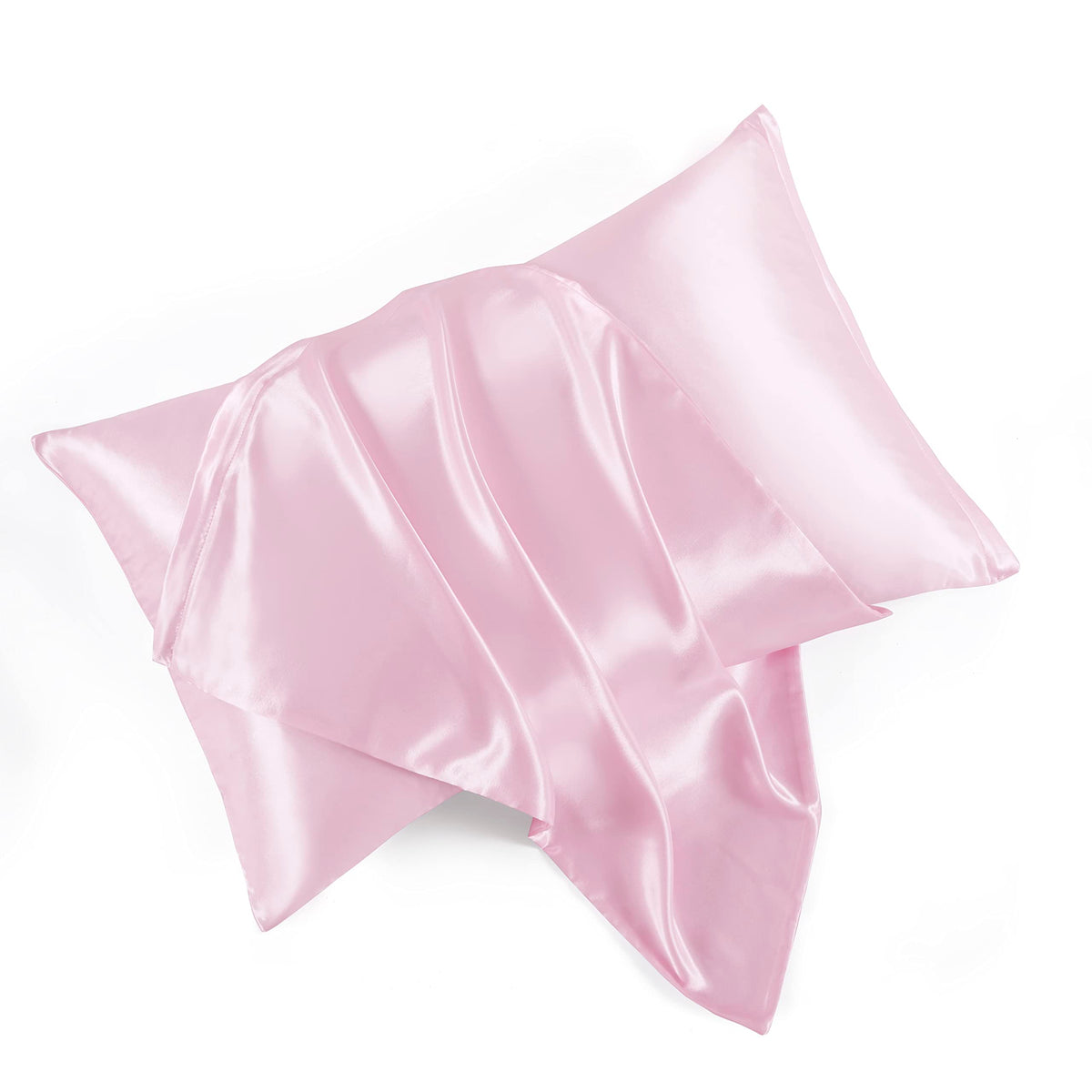 Blush Pink Satin Pillowcases with Zipper （20x26）,Standard Size Satin Pillowcases Set of 2, Blush Pink Silk Pillowcase for Hair and Skin