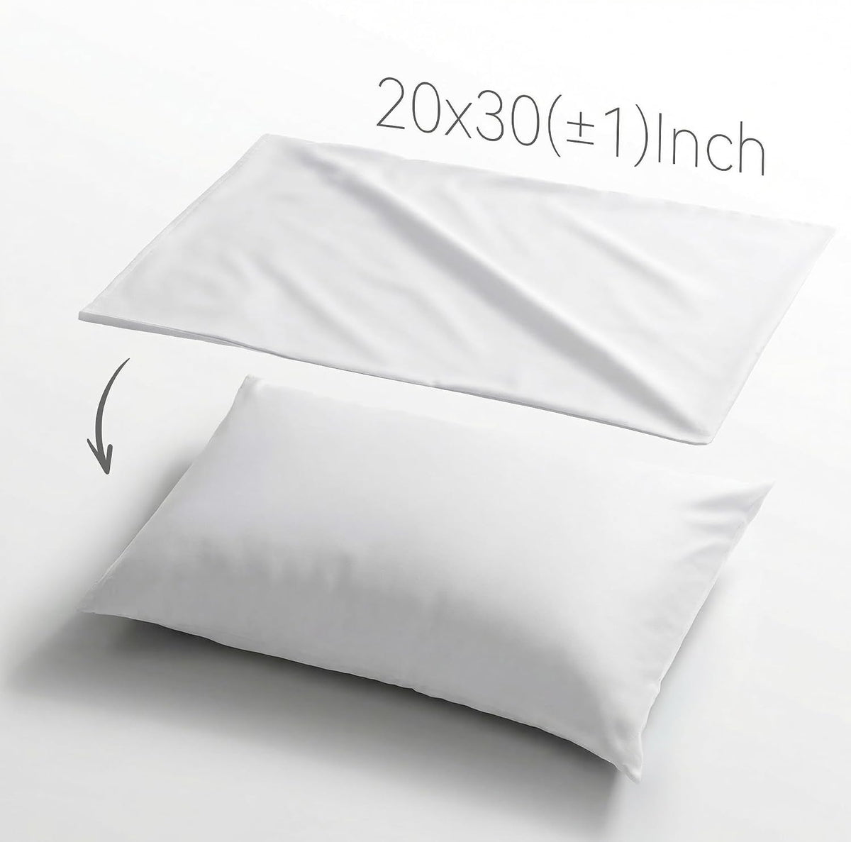 1 Pack 500TC Cotton Sateen Queen Pillowcase, White 20"x30"