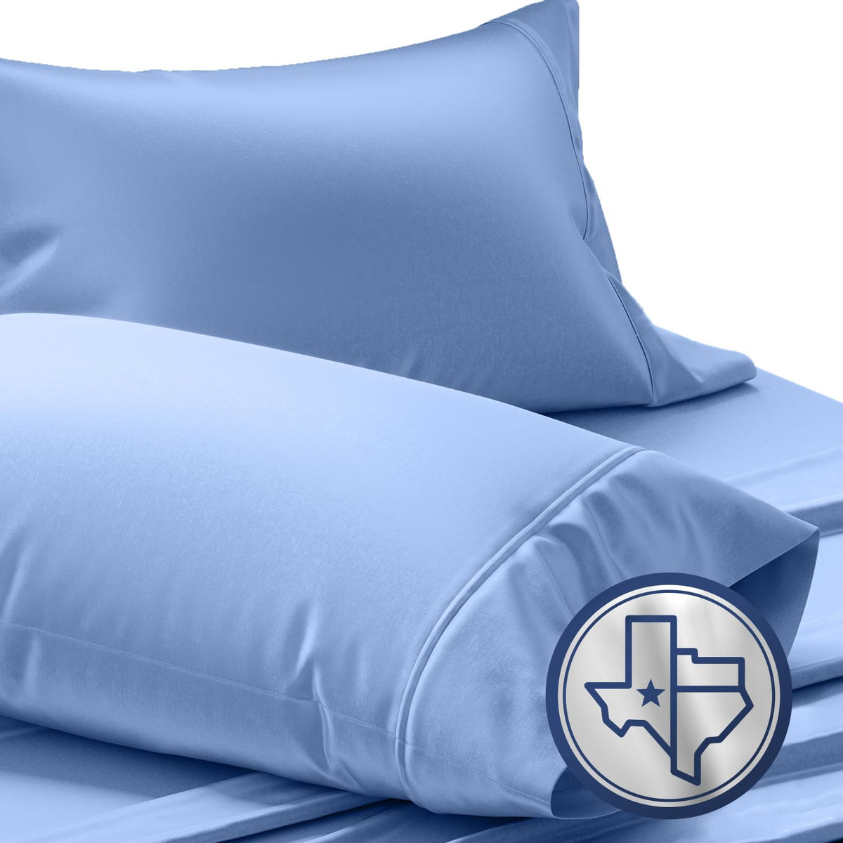 TEXAS LINEN CO. Luxury Egyptian Cotton King White Pillow Cases Set of 2-1000 Series Lonestar Lovin' Collection Pillowcases for Sleeping, Cooling Pillow Cover, Extra Long Staple Hotel Pillowcases