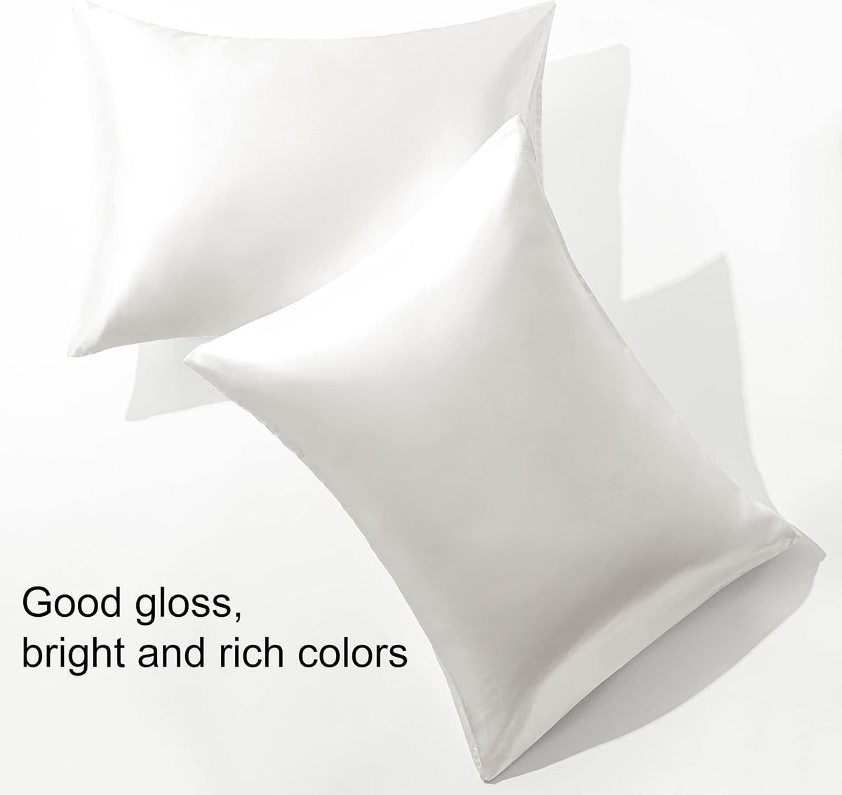 BEDSUM Standard Silk Satin Pillowcases - 2-Pack, 20x26, White