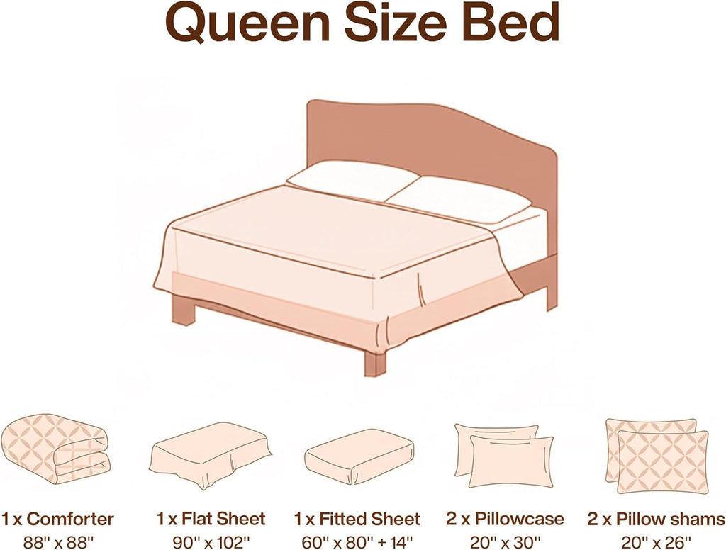 Utopia Bedding 7 Pc Pintuck Queen Comforter Set, 88 x 88 Inches, Pink