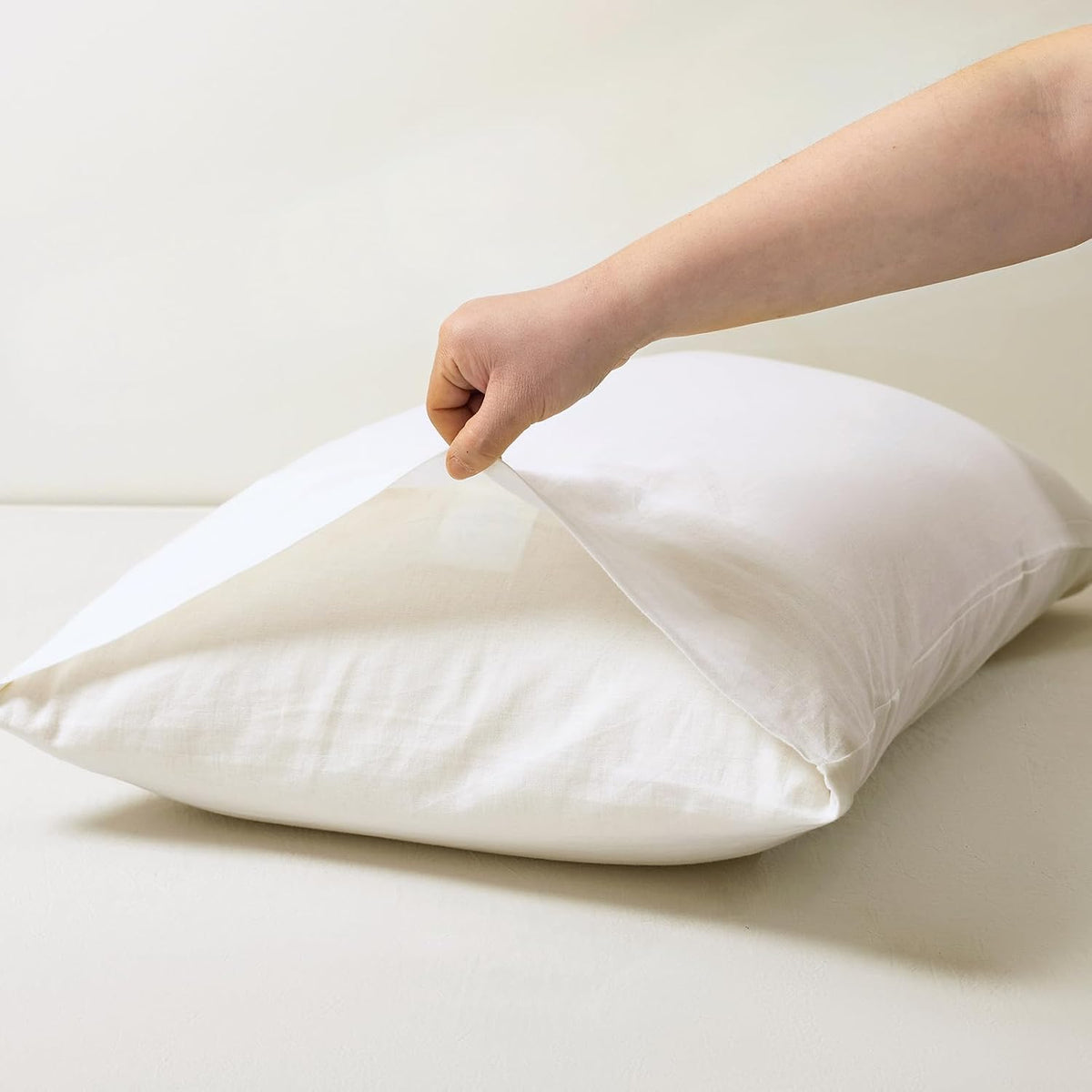TUMEI 100% Linen King Pillow Cases Set of 2 (20"x36"), White Natural Linen