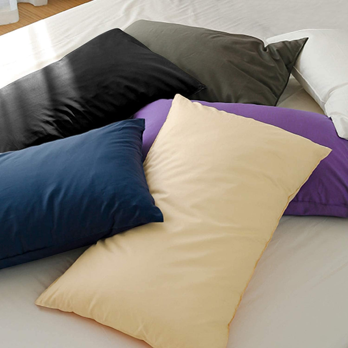 FLXXIE 2-Pack Microfiber King Pillow Cases, Envelope Closure, Navy