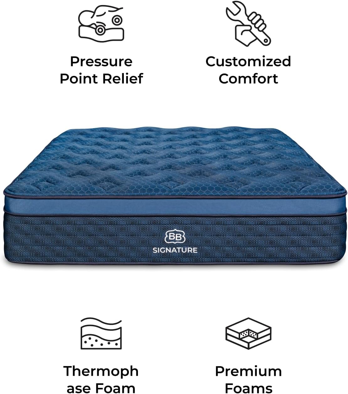 Brooklyn Bedding Signature Hybrid Olympic Queen 66"x80" 14 Inch Mattress, Medium Feel, Cloud Pillowtop Upgrade, CERTIPUR-US Certified Foam