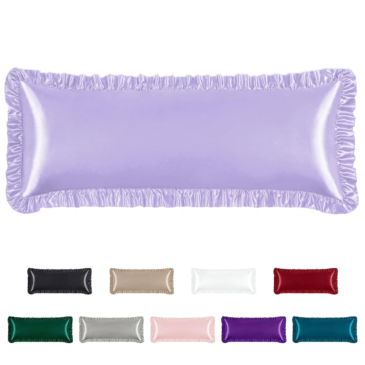 Homiest Blush Pink Ruffle Satin Pillowcase Set of 2, Standard
