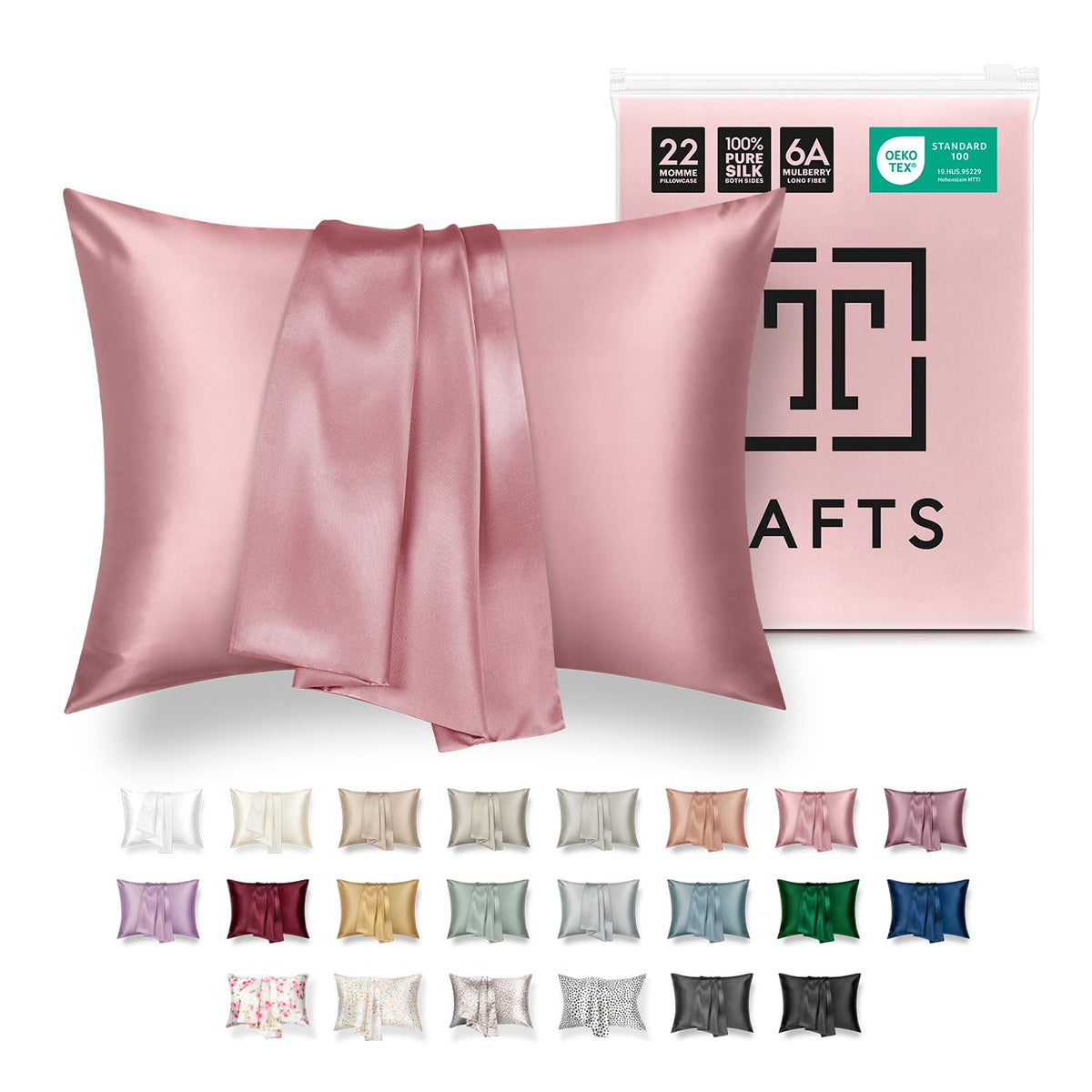 Tafts Pillow Cases - 22mm 100% Pure Mulberry 6A Silk Pillowcase for Hair & Skin with Zipper Closure, Cooling, Natural, Organic, Double Sided Silk Pillow Case (Ivory White, Queen 20x30 1pc)