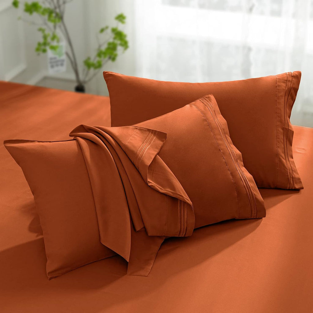 Aormenzy Microfiber Pillow Cases, Standard Size, Burnt Orange, Set of 2