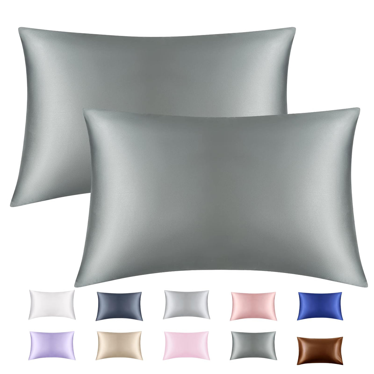 Lavender Purple Silk Satin Pillowcase Set of 2, Soft Satin Pillowcases for Women's Hair, Envelope Closure (20x26 Inches)