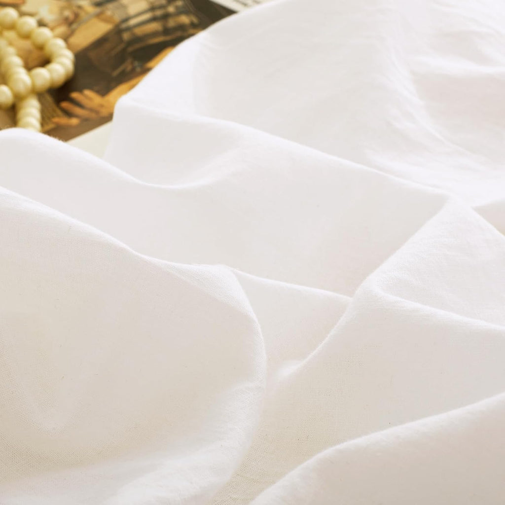 TUMEI 100% Linen King Pillow Cases Set of 2 (20"x36"), White Natural Linen