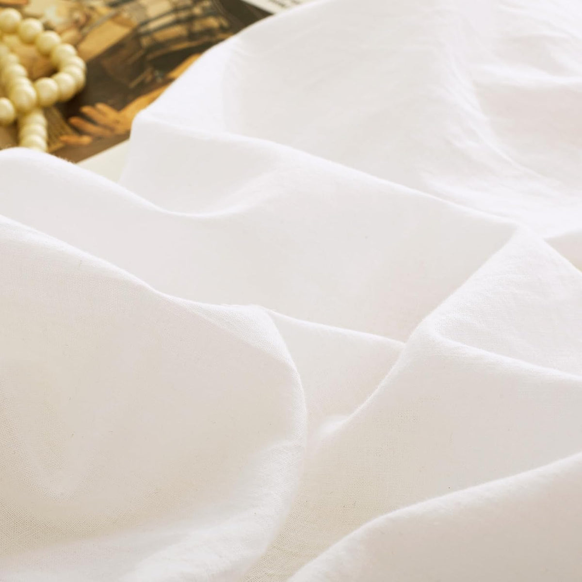 TUMEI 100% Linen King Pillow Cases Set of 2 (20"x36"), White Natural Linen