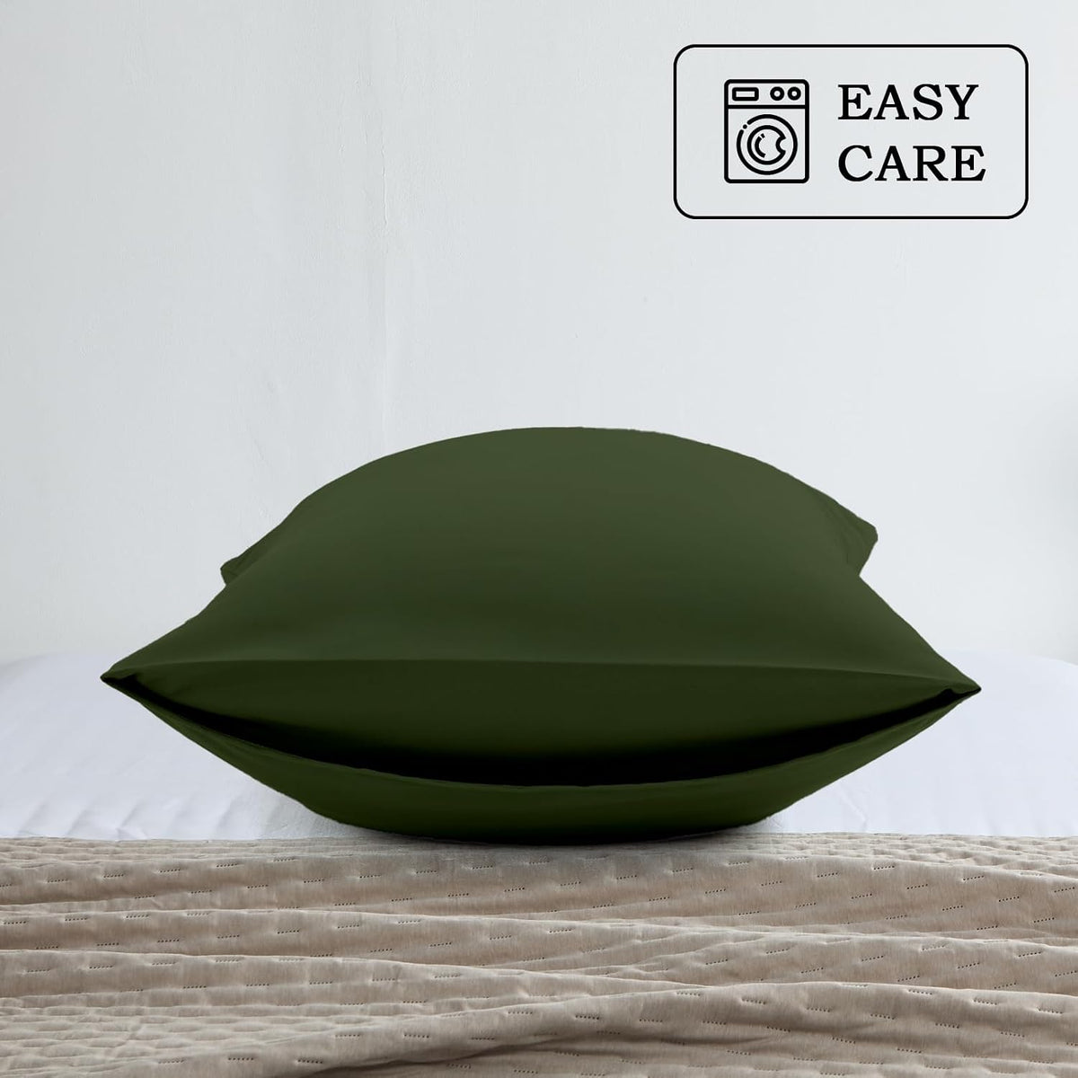 Set of 2 Brushed Microfiber Pillowcases 20x26 in Olive Green
