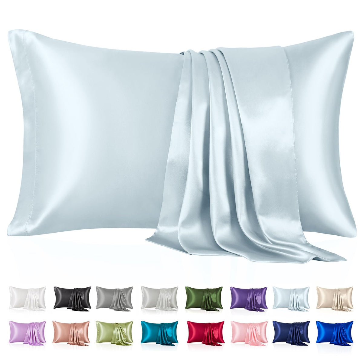 Silk Like Satin Pillowcase Standard Size, Royal Blue, 2 Pack, 20x26 Inches