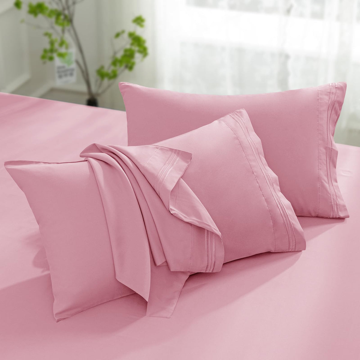 Aormenzy Microfiber Pillow Cases, Standard Size, Burnt Orange, Set of 2