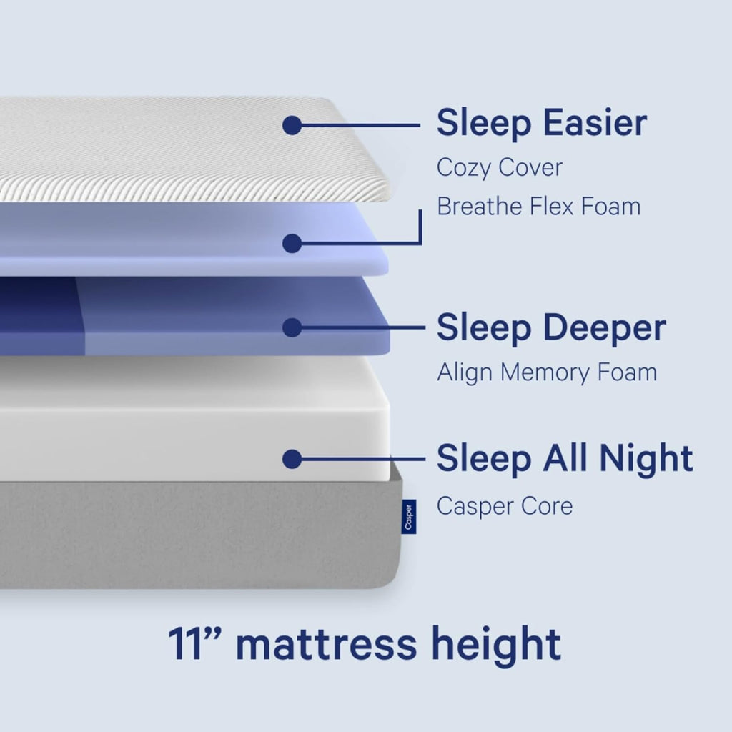 Casper Sleep Original 11" Memory Foam King Mattress – Medium Firm Feel