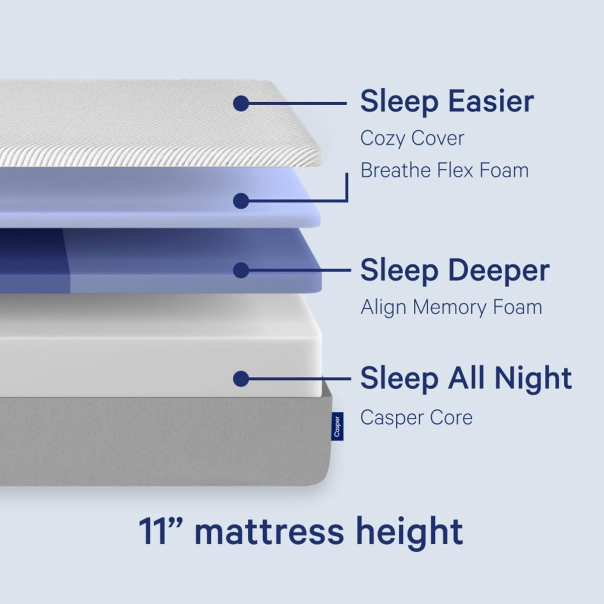 Casper Sleep Original 11" Memory Foam King Mattress – Medium Firm Feel