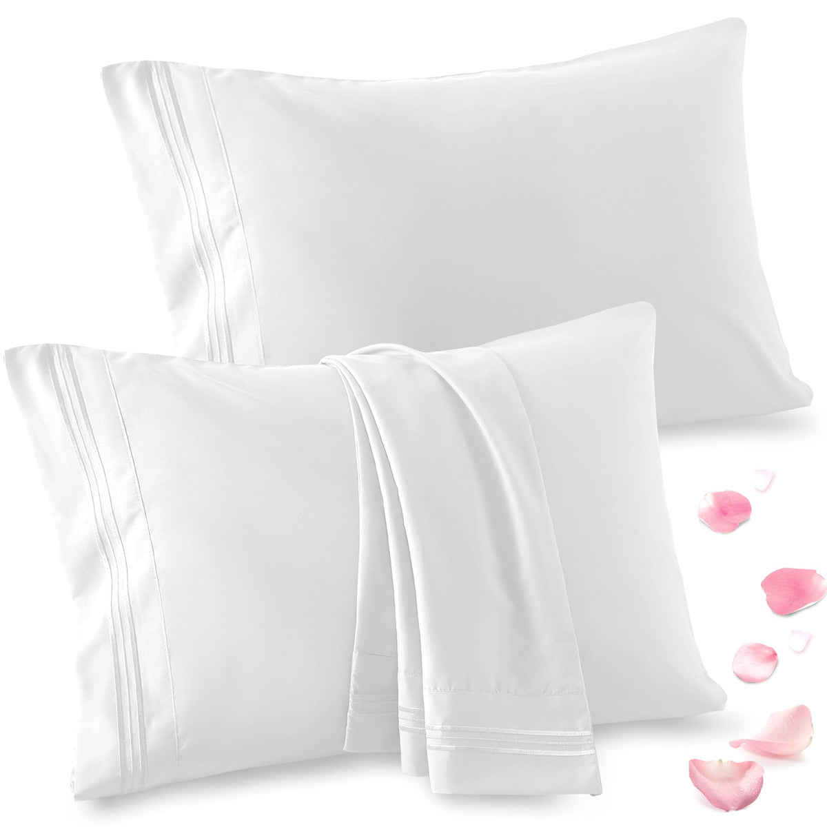 Vonty 2 Pack Sage Green Standard Pillowcases, 20x26, 1800 Microfiber