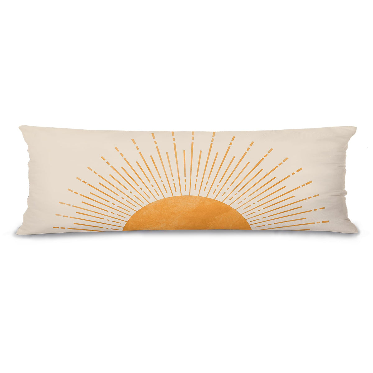 Boho Orange Sun Sunshine 20x54 Body Pillow Cover Case, Mid Century Modern Boho Horizontal Sunset Sunrise Decorative Long Hug Pillow Cases for Bed Couch