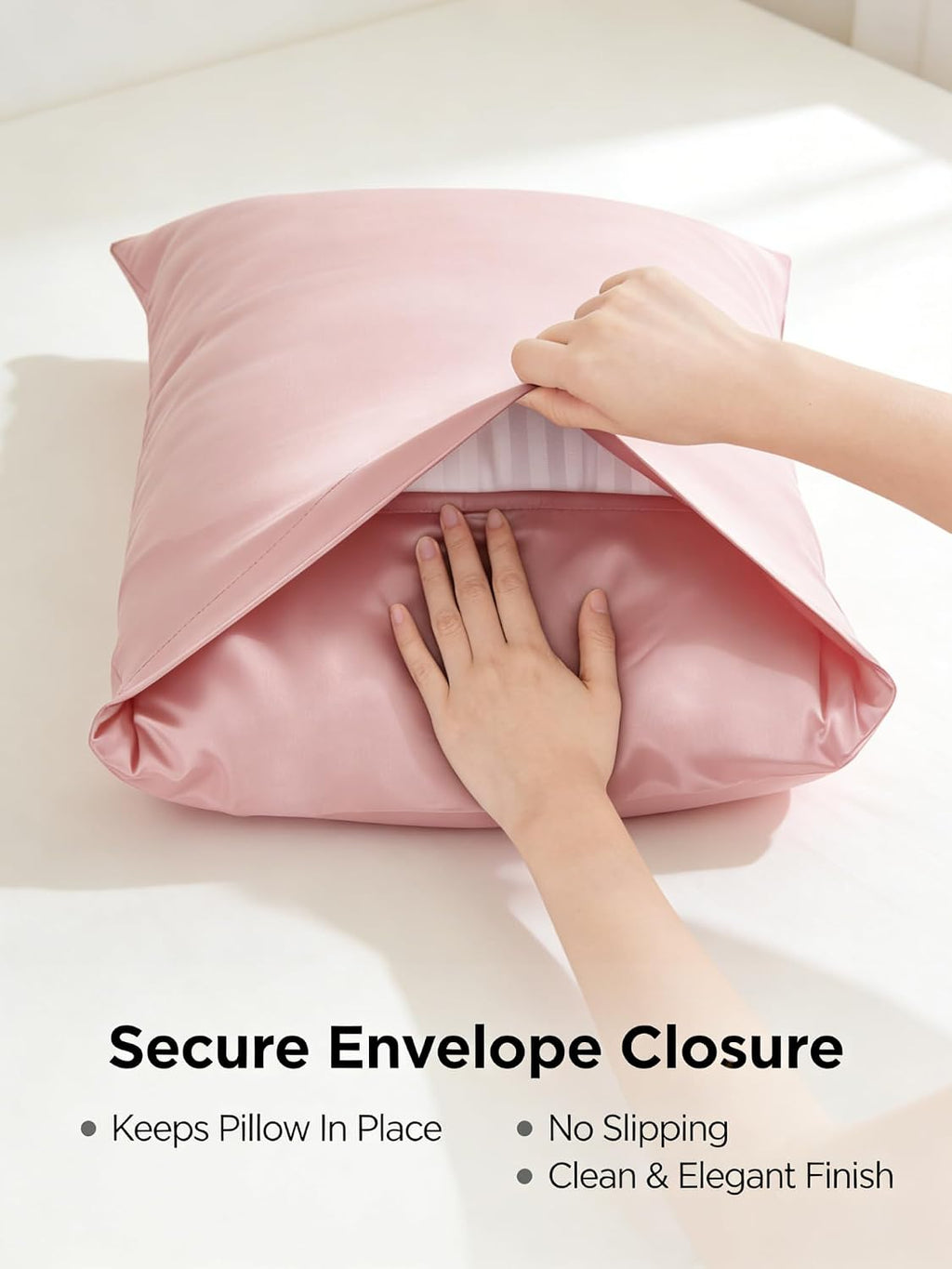 Satin Pillowcase for Hair and Skin, Super Soft and Cooling Similar to Silk Pillow Cases, (20x26 Inches) Smooth Pillow Cover with Envelope Closure, Cooling Pillow Case for Bedding, Pink, 1-Piece