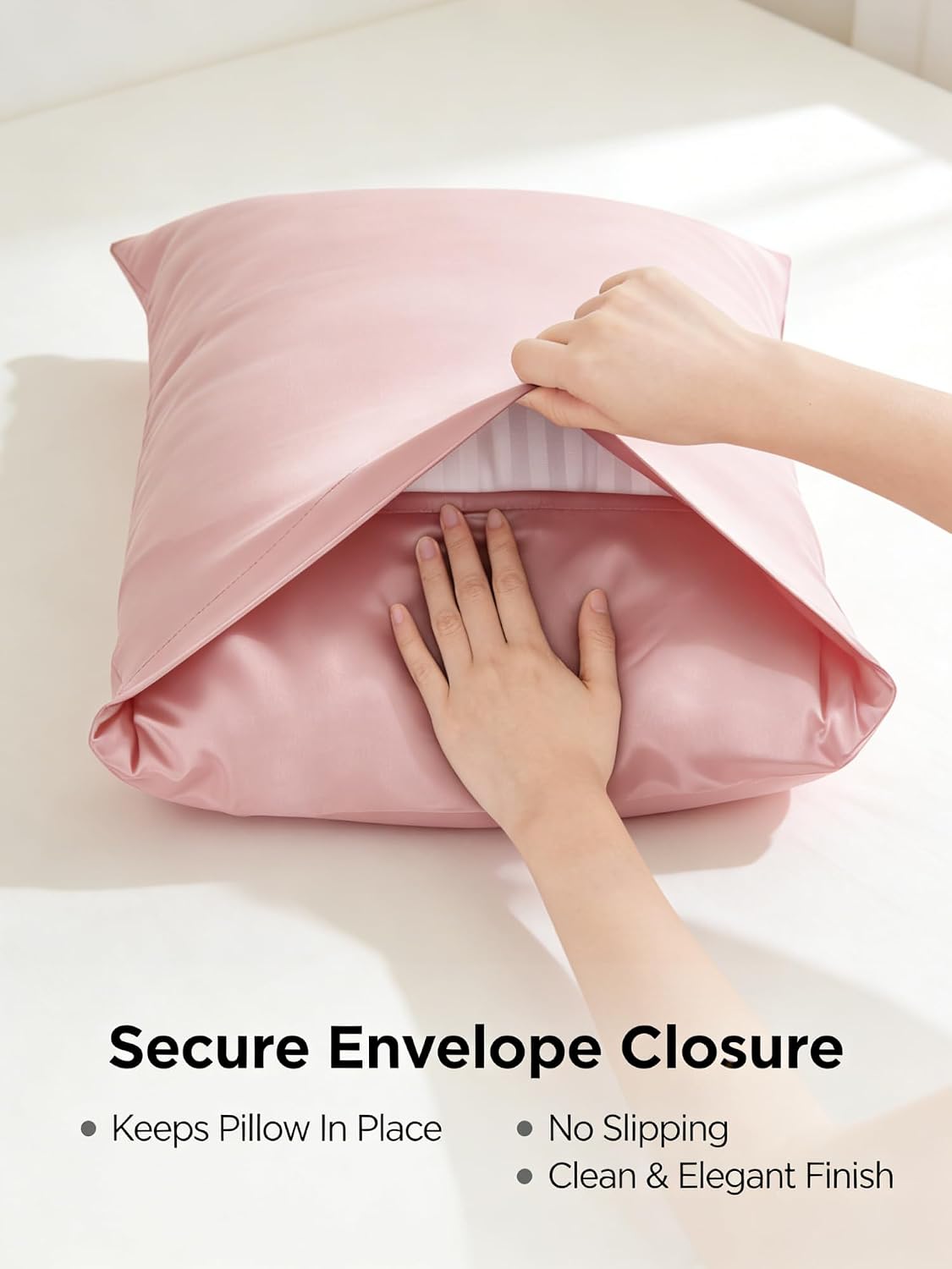 Satin Pillowcase for Hair and Skin, Super Soft and Cooling Similar to Silk Pillow Cases, (20x26 Inches) Smooth Pillow Cover with Envelope Closure, Cooling Pillow Case for Bedding, Pink, 1-Piece