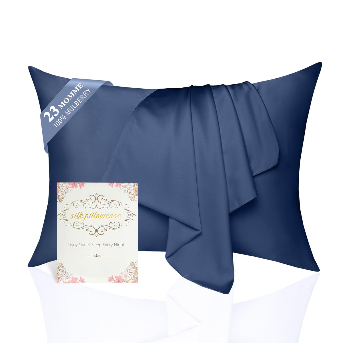 100% Mulberry Silk Pillowcase 2 Pack for Hair and Skin,Standard Size 6A Grade 23 Momme Pure Natural Silk Pillow Case,Soft Silk Pillow Cases with Hidden Zipper (Ash Blue, Standard(20''×26''))